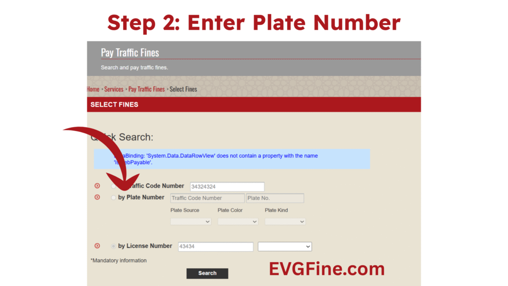 Enter Plate Number