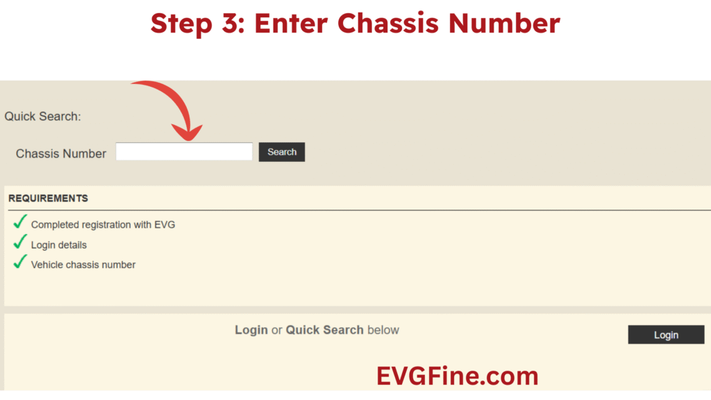 Enter Chassis Number